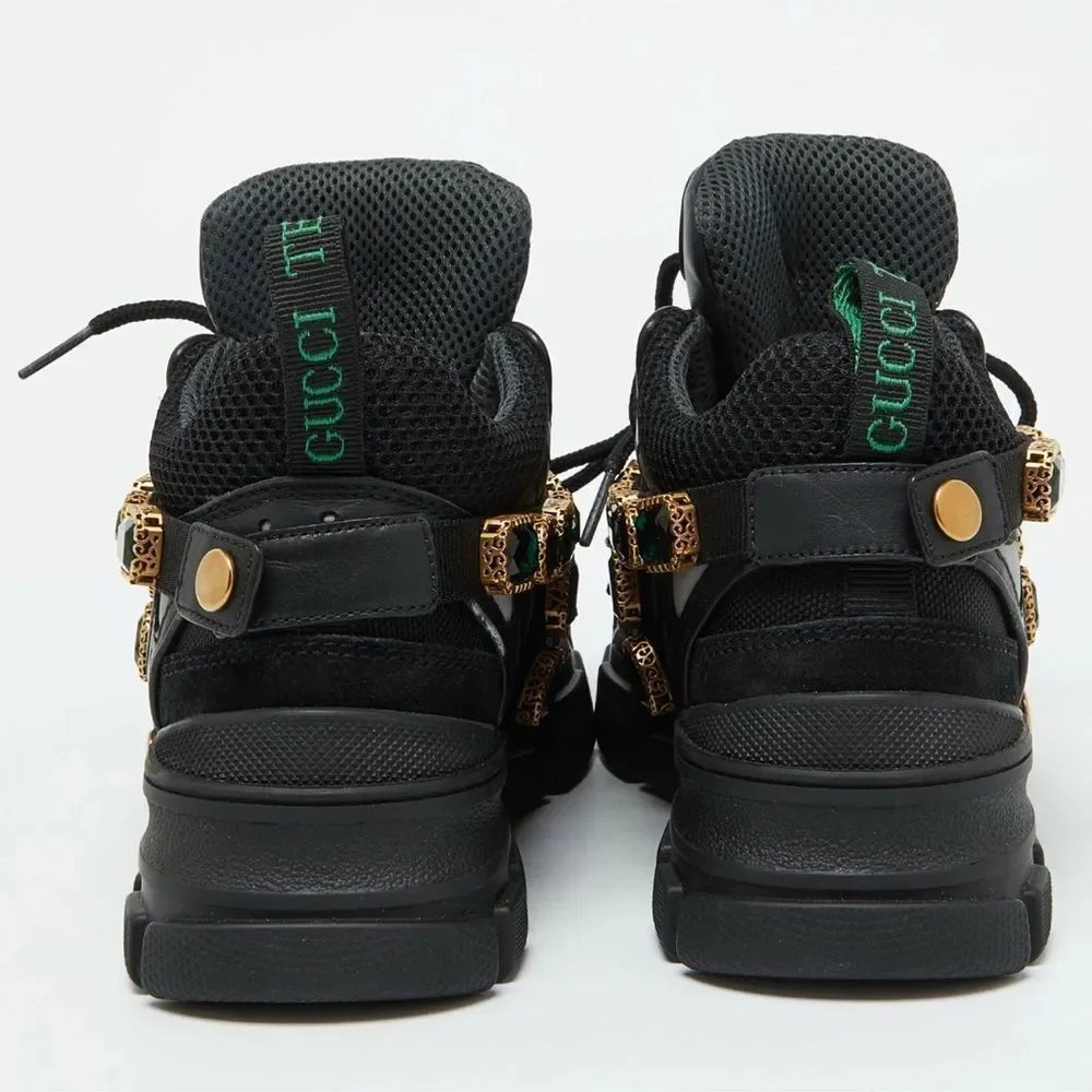 Brand new Gucci Black Mesh and Leather Flashtrek Reflective Removable Crystals - Picture 4 of 15